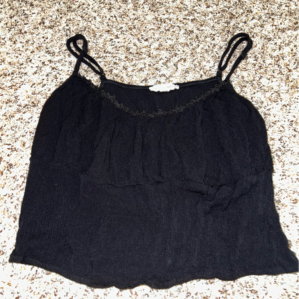 La Hearts Black Lace Detail Top